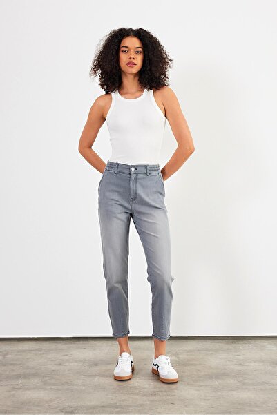 VENA Norah Grey Παντελόνι τζιν με ελαστική μέση-Γκρι