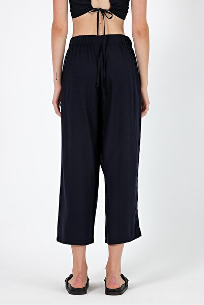 VENA Belly Pareo Linen Pants-Black