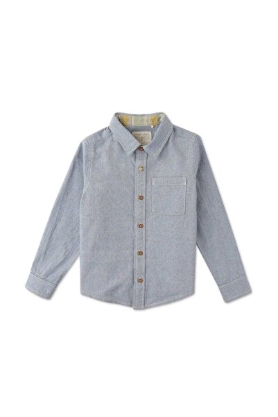 Gingersnaps قميص بولو سادة بأكمام طويلة للأولاد مع أزرار أمامية