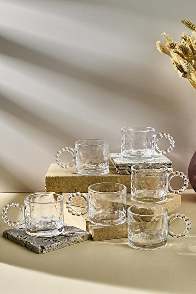 Perotti Ringo Stone 100ml Glass Cup with 6 Bead Handles Espresso and Turkish ...