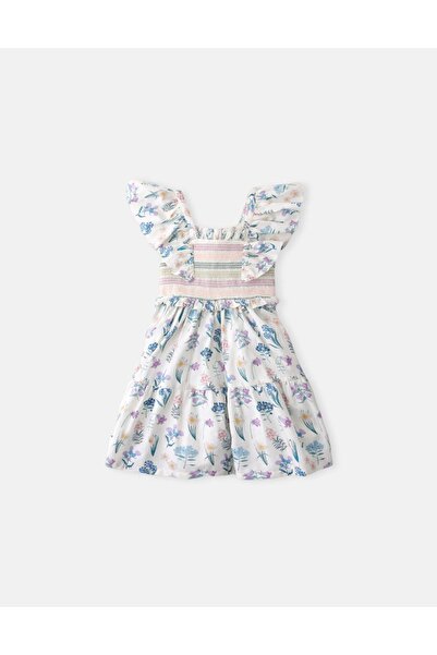 Gingersnaps Girls' Striped Top Dress with Flared Skirt and Puff Sleeves