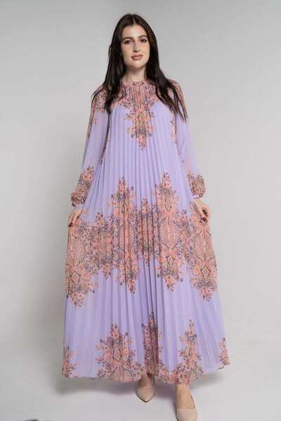 mica فستان ماكسي بأكمام طويلة ومطرز بالزهور للنساء