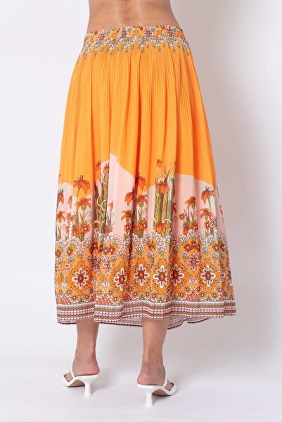 mica Women's Printed Midi Skirt with Flowers