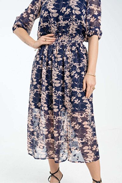 mica Women's Sheer Floral Midi Skirt