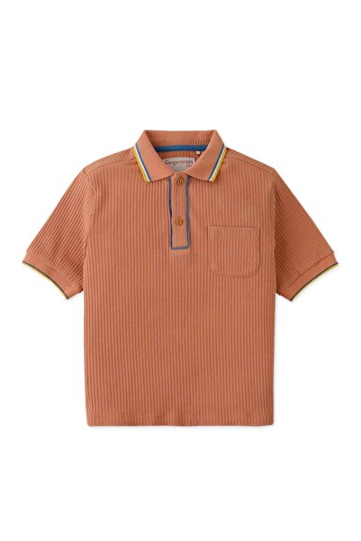 Gingersnaps Boys' Ribbed Polo T-Shirt with Front Pocket, Short Sleeve