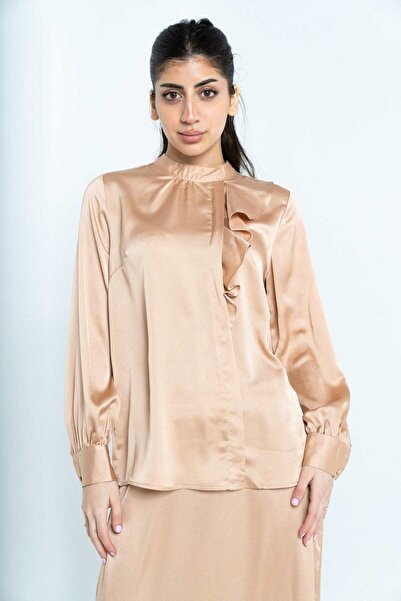 Nichii Women's Solid Top with Side Cloche and Long Sleeves