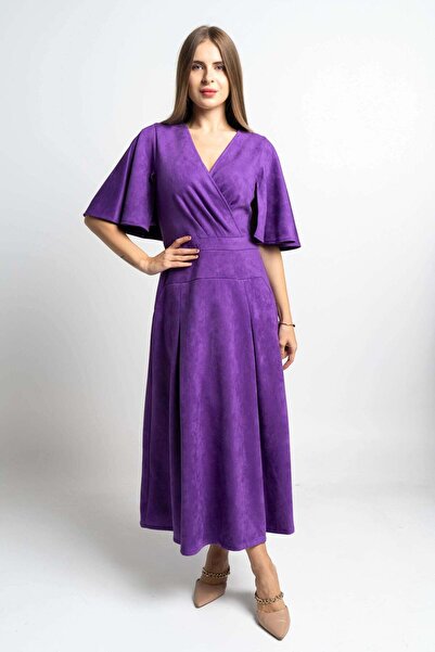 Nichii Wide Short Sleeve Midi Dress with Butterfly Sleeves