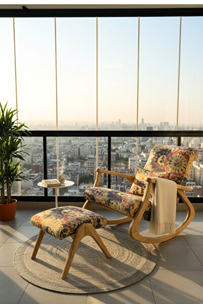 Reyo İskandinav Ahşap Sallanan Sandalye Berjer Dinlenme Emzirme Baba Tv Koltu...