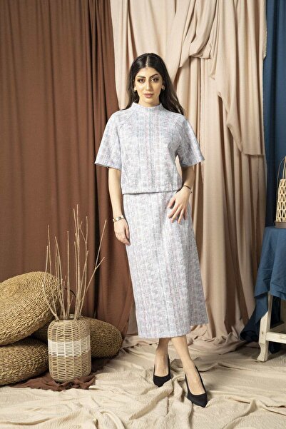 mica بلوزة نسائية من الصوف بأكمام قصيرة - نمط رسمي