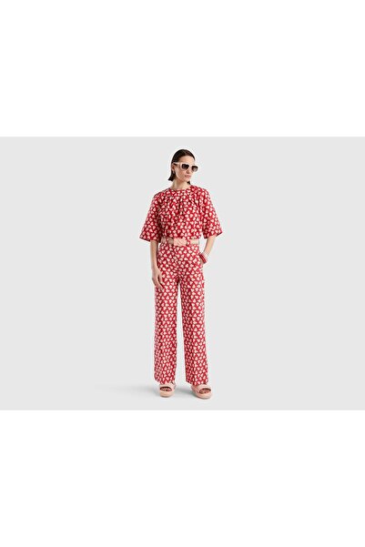 United Colors of Benetton Red Pear Print Palazzo Pants