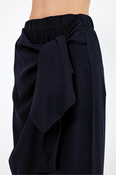 VENA Belly Pareo Linen Pants-Black