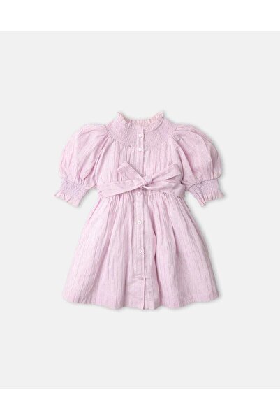 Gingersnaps فستان طويل مخطط بحزام خصر وأكمام قصيرة للبنات