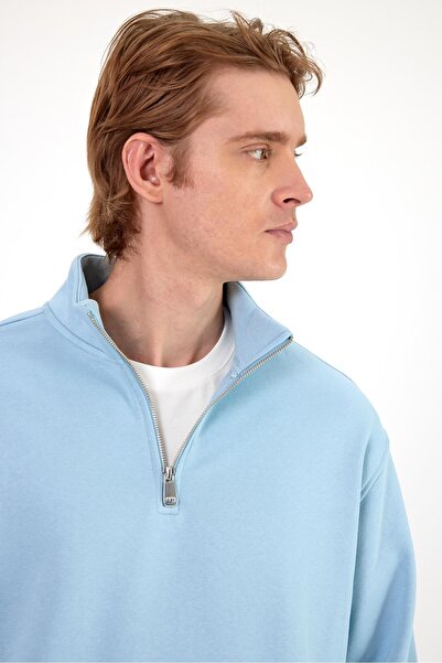 VENA Φούτερ Bruce με μισό φερμουάρ-Μπλε του ουρανού