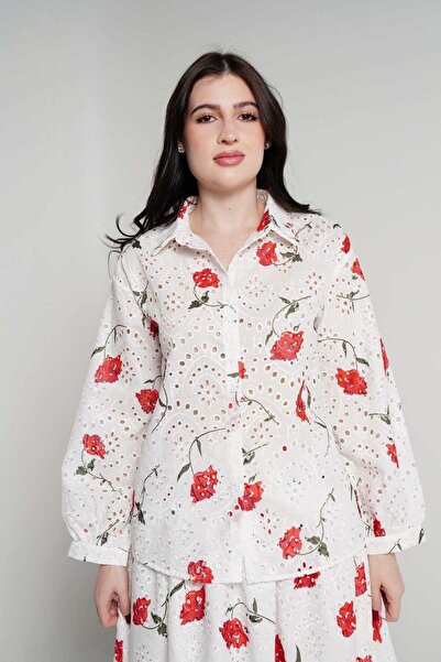 Nichii Women's Floral Lace Long Sleeve Shirt