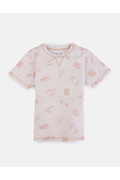 Gingersnaps Boys' Round Neck T-Shirt with Embroidered Design on the Collar