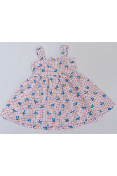 Gingersnaps Girls' Floral Checked Dress with Front Button Straps