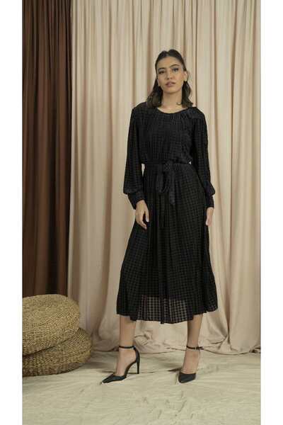 Nichii Long Sleeve Midi Dress with Waist Tie