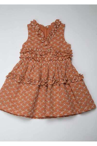 Gingersnaps Girls' Ruffled Striped Dress with Seven-Button Opening