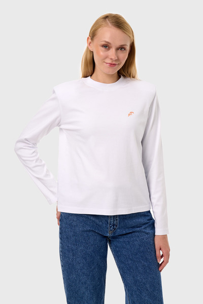 qanpaq Tumecy - White Women's Embroidered Snap Fastener Padded Long Sleeve Basic