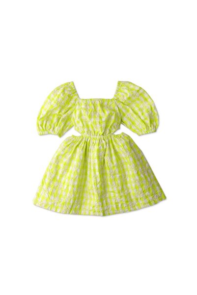 Gingersnaps Girls' Checkered Dress with Open Sides and Short Sleeves