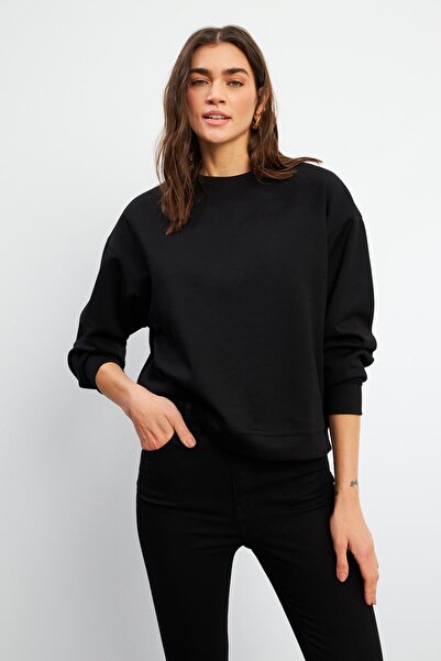 VENA Mary Велосипедна комір М'яка тканина Basic Sweatshirt (CUPRO) - Чорний