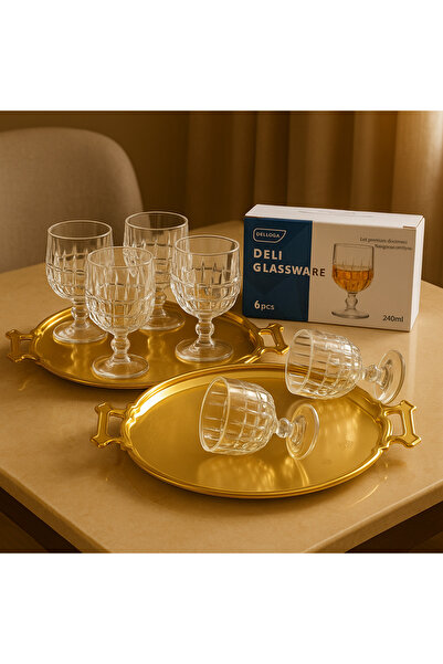 Delisoga Set of 6 clear glass juice cups 240ml