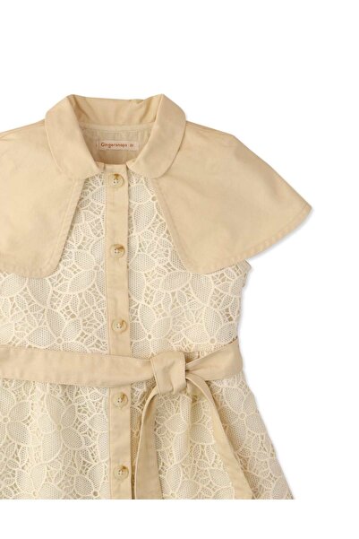 Gingersnaps Girls' Short Sleeve Lace Dress with Front Buttons