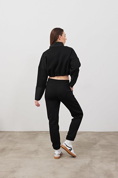 VENA Brenna Elastic Leg Sweatpants - Black