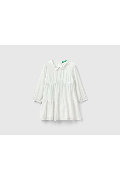 United Colors of Benetton فستان قصير للبنات بخيوط لامعة مع ياقة
