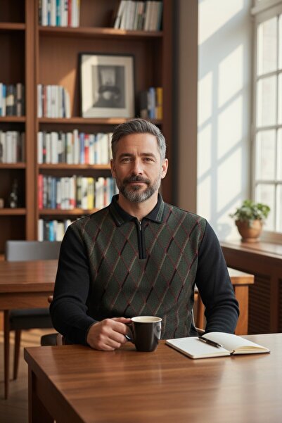 Kamalı Чоловіча трикотажна сорочка з бахромою та коміром-поло, застібкою-блискавкою, з візерунком баклава, не кошлатиться, зимова сорочка для тата.