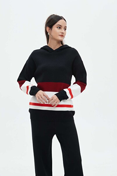 mica بلوزة نسائية شتوية ملونة بأكمام طويلة وغطاء للرأس