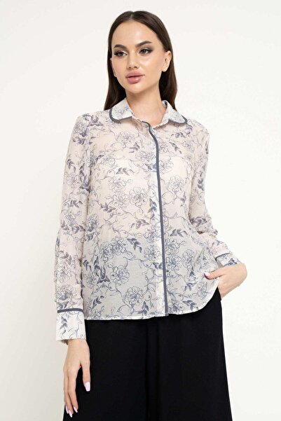 Nichii Women's Floral Button-Down Long Sleeve Shirt