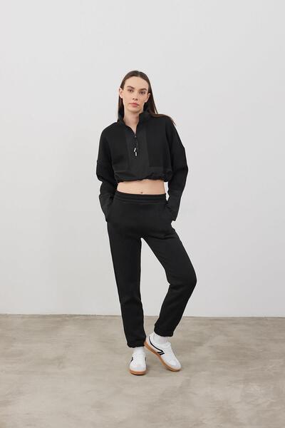 VENA Brenna Elastic Leg Sweatpants - Black
