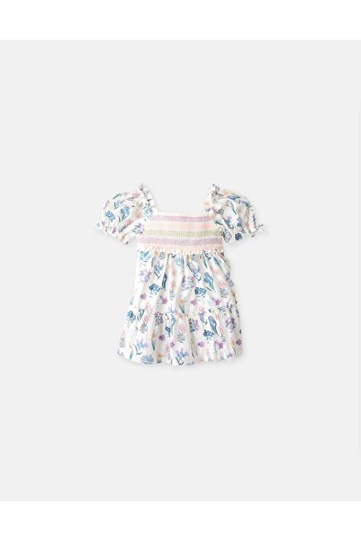 Gingersnaps Girls' Short Sleeve Printed Dress with Square Neckline