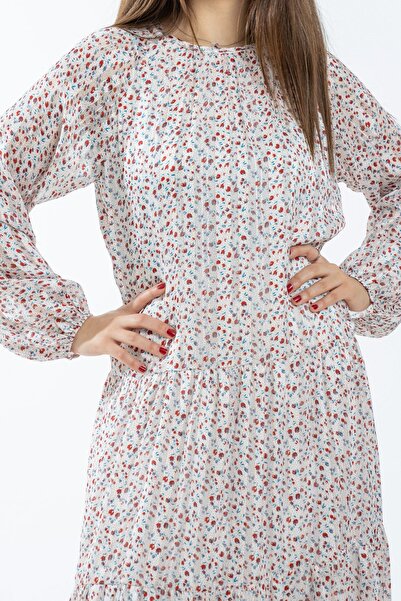 Nichii Long Floral Women's Dress with Long Sleeves