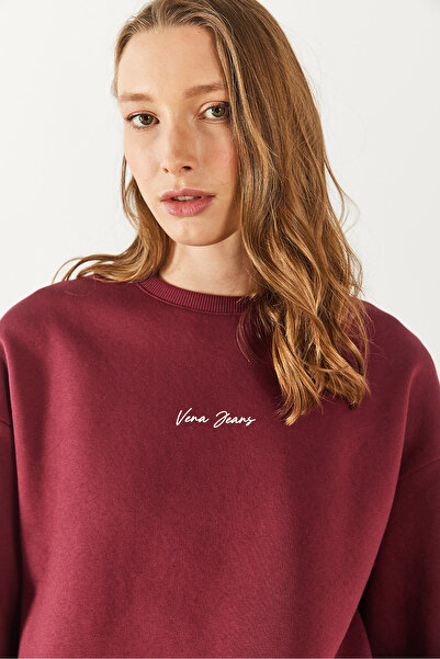 VENA Φούτερ με τυπωμένο λογότυπο CLARET RED