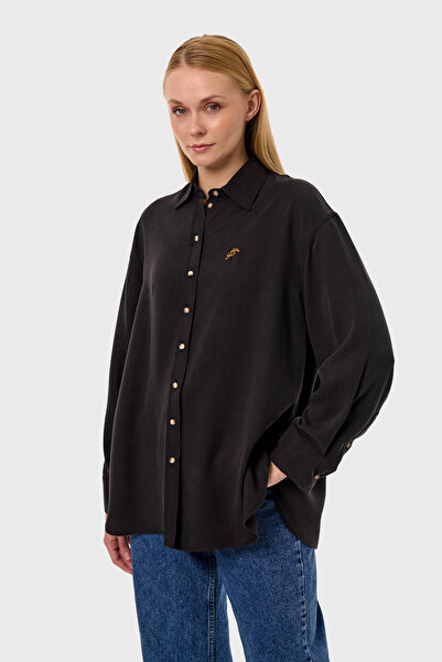 qanpaq Hilya - Black Women's Oversize Shirt