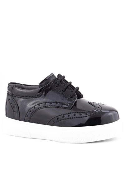 Rakerplus Pantofi clasici pentru copii Oxford cu talpă albă din piele neagră