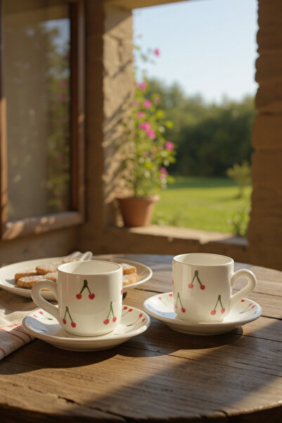 qtahya homes queen of kütahya Handmade Turkish Coffee Cup Set for 2 People