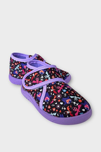 Liger Lilac Children's Slippers - Non-Slip Sole, Velcro School Nursery Home Shoes