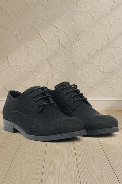 Rakerplus Black Glittery Lace-Up Suit Classic Children's Shoes