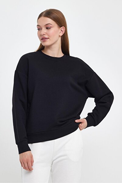 VENA Φούτερ Rhona Crew Neck Regular Fit 3 Thread-Μαύρο