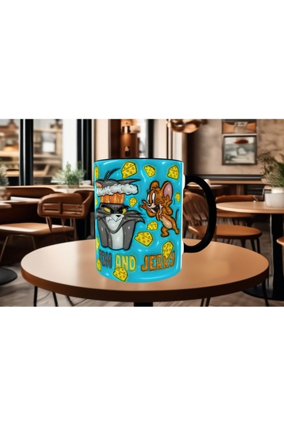 Mugs and love Tom ve Jerry Baskı Büyük Boy Porselen Kupa
