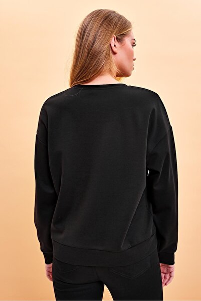 VENA Βαμβακερό φούτερ Rhona Crew Neck-Μαύρο