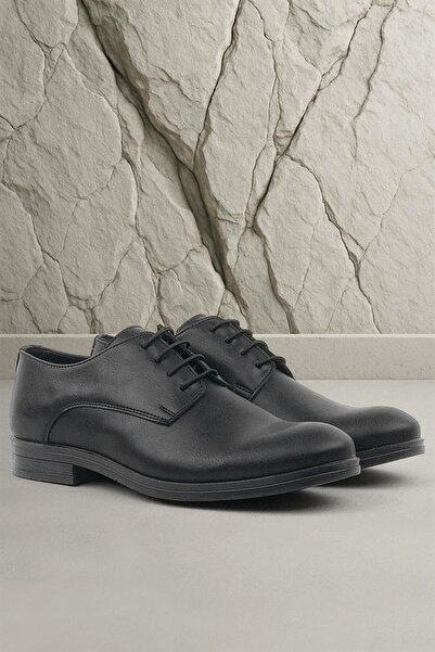 Rakerplus Black Matte Lace-Up Oxford Children's School Shoes