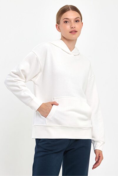 VENA Women's Basic Hoodie Sweatshirt with Hood - Ivory