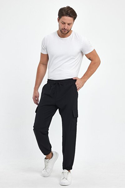 VENA Παντελόνι Jogger Felix με ελαστικό πόδι πλαϊνή τσέπη τεμαχίων - Μαύρο