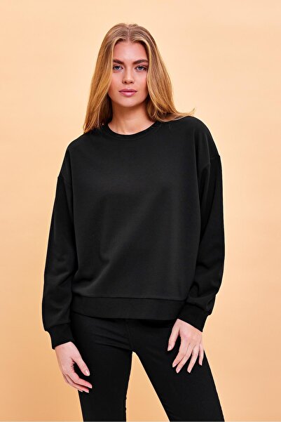 VENA Βαμβακερό φούτερ Rhona Crew Neck-Μαύρο