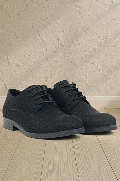 Rakerplus Black Glittery Lace-Up Suit Classic Children's Shoes