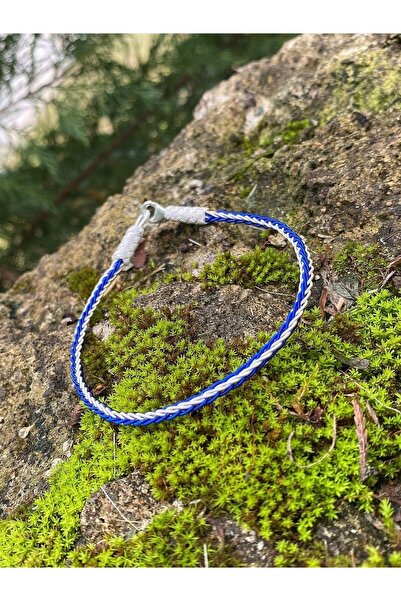 KAZZAZE Mavi Tilki Kuyruğu Örgü Gümüş Kazaziye Bileklik